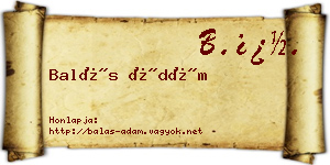 Balás Ádám névjegykártya