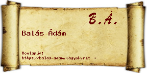 Balás Ádám névjegykártya